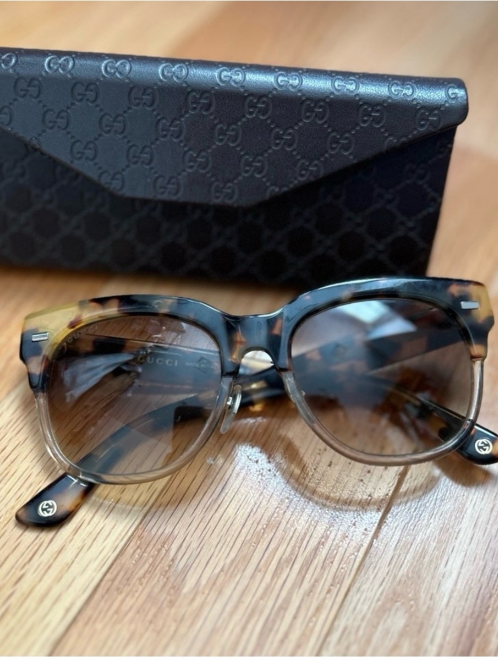 Gucci GG3744/S 3MQCC Spotted Havana Brown Gradient Sunglasses 52 Italy Case